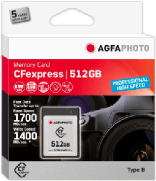 AgfaPhoto-CFexpress-Professional---512-GB---CFexpress---NAND---1700-MB-s---1400-MB-s---KA¤ltebestA¤ndig---HitzebestA¤ndig--