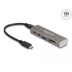 DeLOCK Hub USB 10 Gbps a 3 porte con lettore di schede SD e Micro SD con connettore USB Type-C