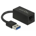 Delock Adattatore SuperSpeed USB (USB 3.2 Gen 1) con USB di tipo A maschio  Gigabit LAN 10/100/1000 Mbps nero compatto