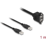 DeLOCK Cavo USB 2.0 da 2 x USB Tipo-A maschio per 2 x USB Tipo-A femmina con viti per dispositivo integrato da 1 m nero