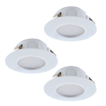 Eglo Faretto Ad Incasso Contemporaneo Pineda Policarbonato Bianco 3 Luci Led 4,9W