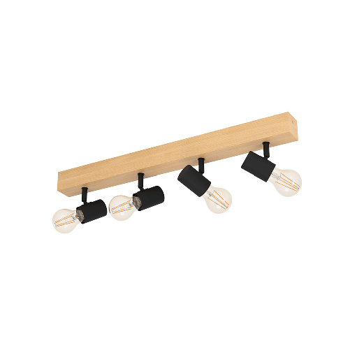 Plafoniera-Industrial-Townshend-3-4-Luci-Legno-Marrone-E-Nero