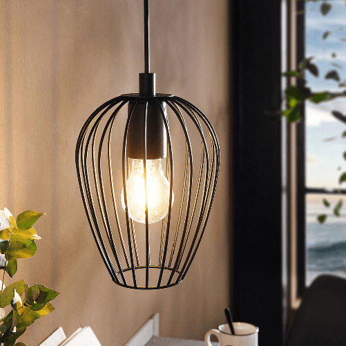 Lampadario-Industrial-Newtown-Piccolo-1-Luce-Acciaio-Nero