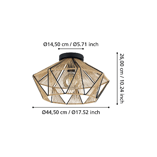 Plafoniera-Contemporanea-Adwickle-1-Luce-Metallo-Nero-E-Tessuto