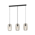 Eglo Lampadario Industrial Bajazzara 3 Luci Acciaio Nero Diffusore Grigio