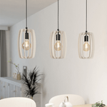 Lampadario-Industrial-Bajazzara-3-Luci-Acciaio-Nero-Diffusore-Grigio