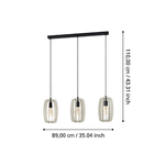 Lampadario-Industrial-Bajazzara-3-Luci-Acciaio-Nero-Diffusore-Grigio