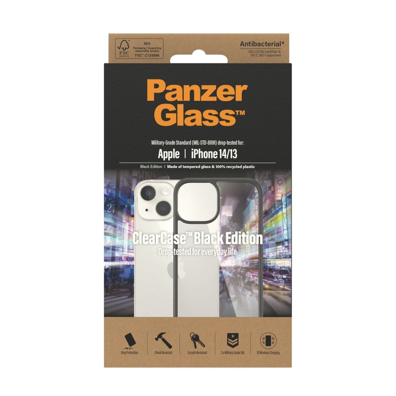 PanzerGlass-a¢-ClearCase-Apple-iPhone-2022-14-|-13-|-Schwarz---Cover---Apple---iPhone-14---Apple---iPhone-13---Transparen