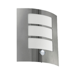 Eglo Applique Contemporanea Da Esterno City 1 Luce Acciaio Inox Grigio Con Sensore