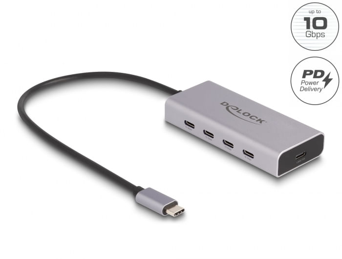 Delock-Hub-USB-USB-Type-C-da-10-Gbps-con-4-prese-USB-Type-C--1-x-USB-Type-C