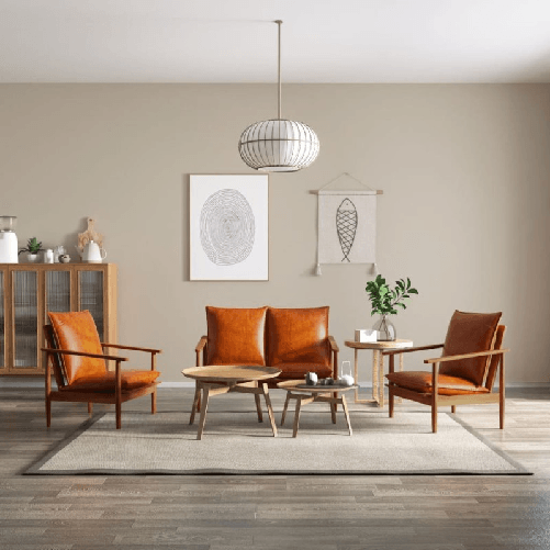 vidaXL Set Divani 3 pz in vera Pelle e Legno Massello Acacia Marrone