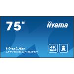 Iiyama LH7565UHSB-B1 visualizzatore di messaggi Design chiosco 189,2 cm (74.5") LED Wi