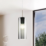 Lampadario-Industrial-Selvino-1-Luce-Acciaio-Grigio-Opaco-Diffusore-Nero