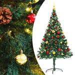 vidaXL Albero di Natale Artificiale con Palline e LED Verde 150 cm