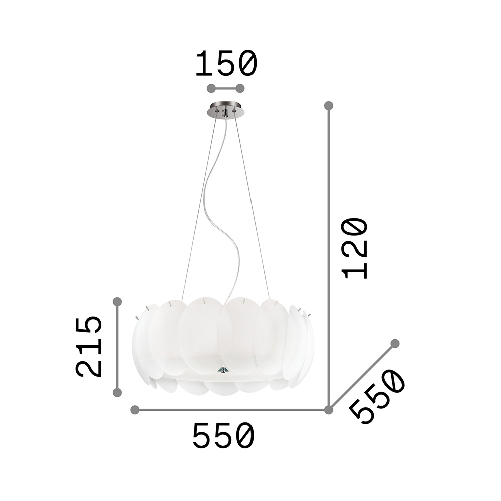 Sospensione-Moderna-Ovalino-Vetro-Bianco-8-Luci-E27