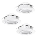 Eglo Faretto Ad Incasso Contemporaneo Pineda In Policarbonato Bianco 3 Luci Led 4,9W