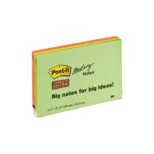 3M-Post-It-6445-pouch-autoadesiva-Rettangolo-Verde-Arancione-Rosa-Giallo-45-fogli-Autoadesivo