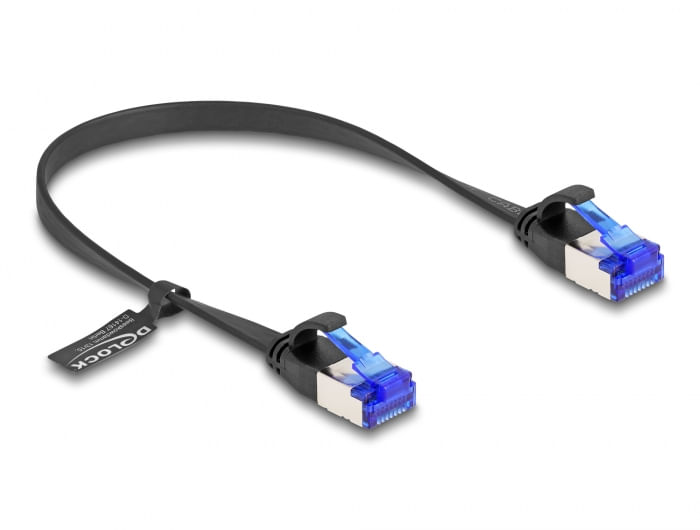 Delock-Cavo-patch-a-nastro-piatto-RJ45-da-spina-a-spina-Cat.6A-flessibile-da-025-m-nero