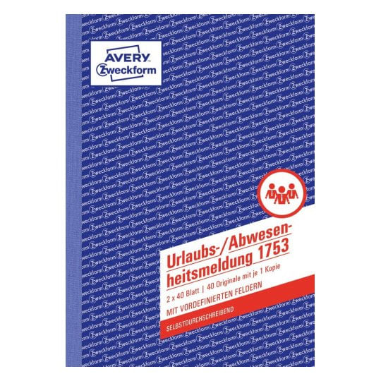 AVERY-Zweckform-modulo-rapporto-assenza-ferie-libro-1753-DIN-A5-2x-40-pagine