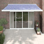 Tenda Sole Retrattile Blu e Bianca 3x2,5 m Tessuto e Alluminio