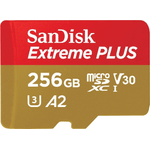 SanDisk Extreme PLUS - Scheda di memoria flash adattatore da microSDXC a SD in dotazione - 256 GB - A2 / Video Class V30