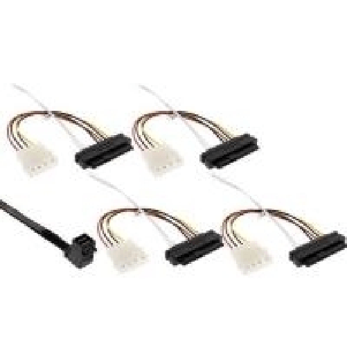 Cavo Mini SAS HD - SFF-8643 angolato a 4x SFF-8482 + alimentazione - 0,5 m