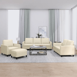 Set di Divani 4 pz con Cuscini crema in Similpelle