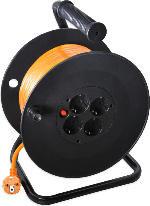 Helos - Bobina di estensione - AC 250 V - Ingresso ingresso CEE 7/7 - Connessioni in uscita 4 (CEE 7/7) - Cavo da 50 m -