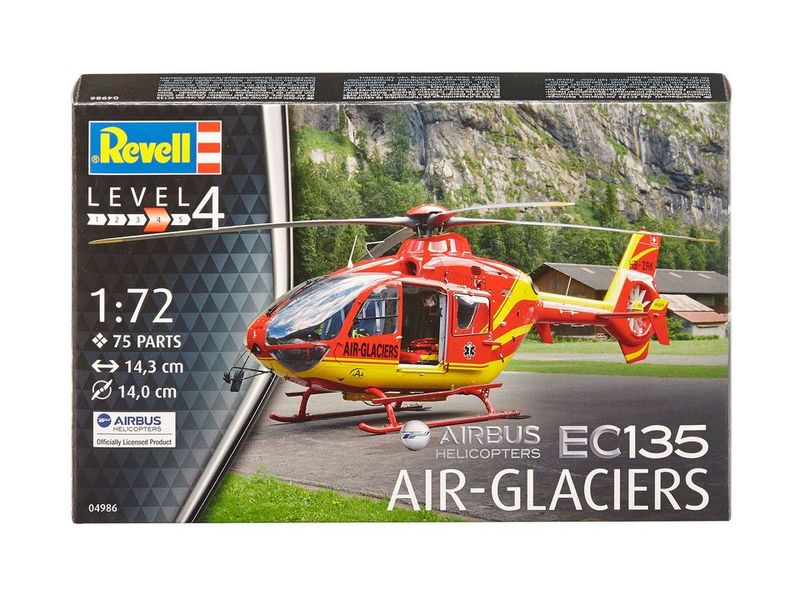 Revell-Airbus-Helicopters-EC135-AIR-GLACIERS---1-72---Montagesatz---DrehflA¼gler---EC135-AIR-GLACIERS---Passagierflugzeug