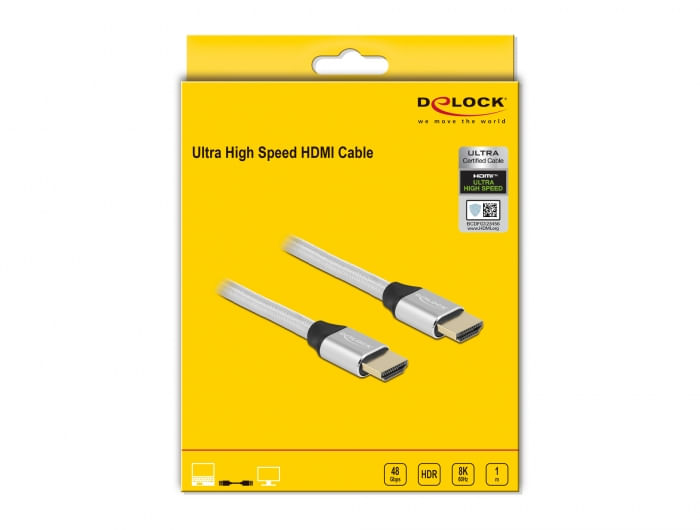 Delock-Cavo-HDMI-ad-altissima-velocit--48-Gbps-8K-60-Hz-argento-certificato-da-1-m