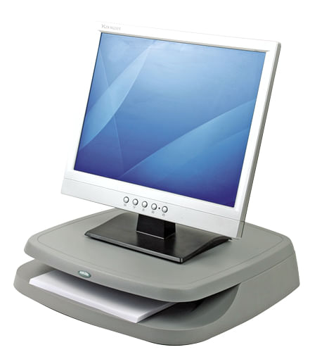 Supporto-elevatore-per-monitor-Fellowes---Regolabile-a-3-altezze---Fino-a-36-kg---Organizzatore-di-cavi---colore-grigio