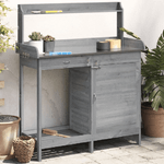 vidaXL Tavolo Invaso con Mobile Grigio 110,5x45x124,5cm Massello Abete