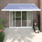 Tenda Sole Retrattile Blu e Bianca 3,5x2,5m Tessuto e Alluminio