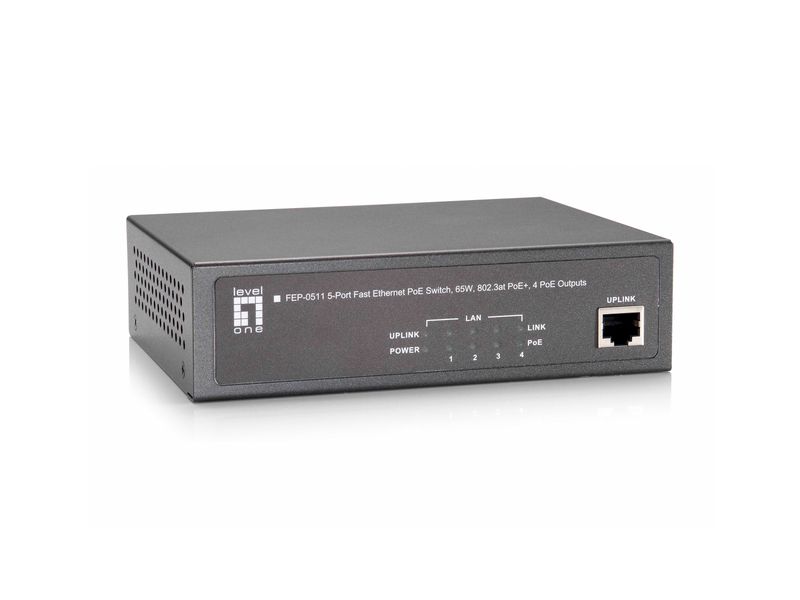 LevelOne-FEP-0511W90-switch-di-rete-Fast-Ethernet--10-100--Supporto-Power-over-Ethernet--PoE--Grigio