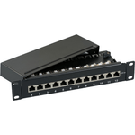 Mini patch panel Helos Cat 6A 12 porte nero