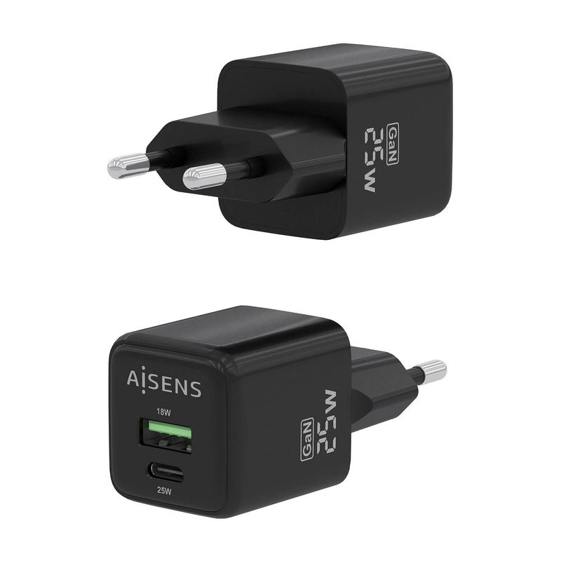 AISENS-ASCH-25W2P015-BK-Caricabatterie-per-dispositivi-mobili-Universale-Nero-AC-Ricarica-rapida-Interno