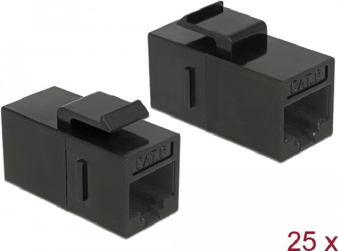 DeLOCK-Keystone-Module-RJ45-jack->-RJ45-jack-Cat.6-UTP---Modulare-Eingabe---RJ-45---Schwarz--Packung-mit-25---86629-