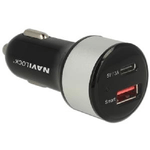 Navilock Adattatore Navilock USB DC 12-24V per auto  1 x USB Type-C 1 x USB