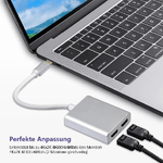 Helos Splitter USB 3.1 Type-C St./2x presa HDMI PREMIUM 4K argento