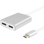 Helos Splitter USB 3.1 Type-C St./2x presa DisplayPort PREMIUM 4K argento