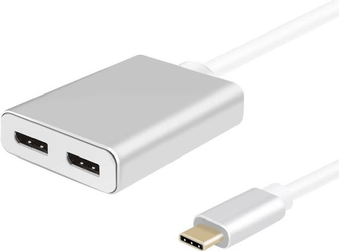 Helos Splitter USB 3.1 Type-C St./2x presa DisplayPort PREMIUM 4K argento