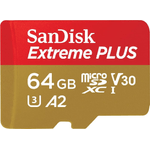 Sandisk EXTREME PLUS MICROSDXC 64GBSD - ADAPTER 200MB/S 90MB/S A2 C10 V3