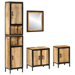 vidaXL Set Mobili da Bagno 4 pz in Ferro e Legno Massello di Mango