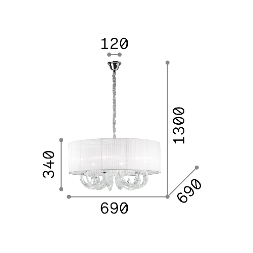 Sospensione-Contemporanea-Swan-Corda-Bianco-6-Luci-E14