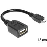 Delock Anschlsse USB 2.0-A Buchse  USB micro-B Stecker  USB 2.0 Spezifikation  Flexibles Metallkabel  USB