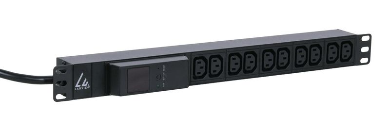 Lanview-LVR261877-unit--di-distribuzione-dell-energia-PDU-10-presae-AC-1U-Nero--19--rack-mount-power-strip---1U-16A-with