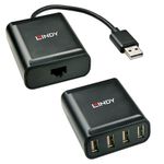 Lindy 42679 hub di interfaccia USB 2.0 Nero (Usb 2.0 Cat.5 Extender 60M 4 - Ports - Warranty 24M)