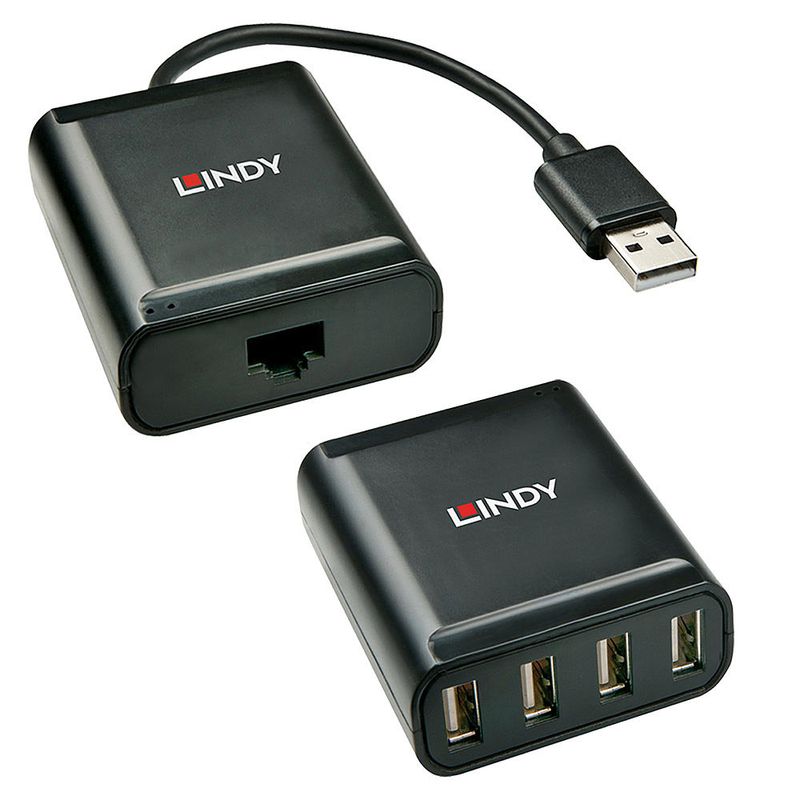 Lindy-42679-hub-di-interfaccia-USB-2.0-Nero--Usb-2.0-Cat.5-Extender-60M-4---Ports---Warranty-24M-