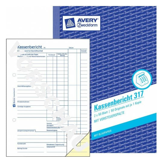 AVERY-Zweckform-modulo-libro-rapporto-di-cassa-317-DIN-A5-2x-50-pagine