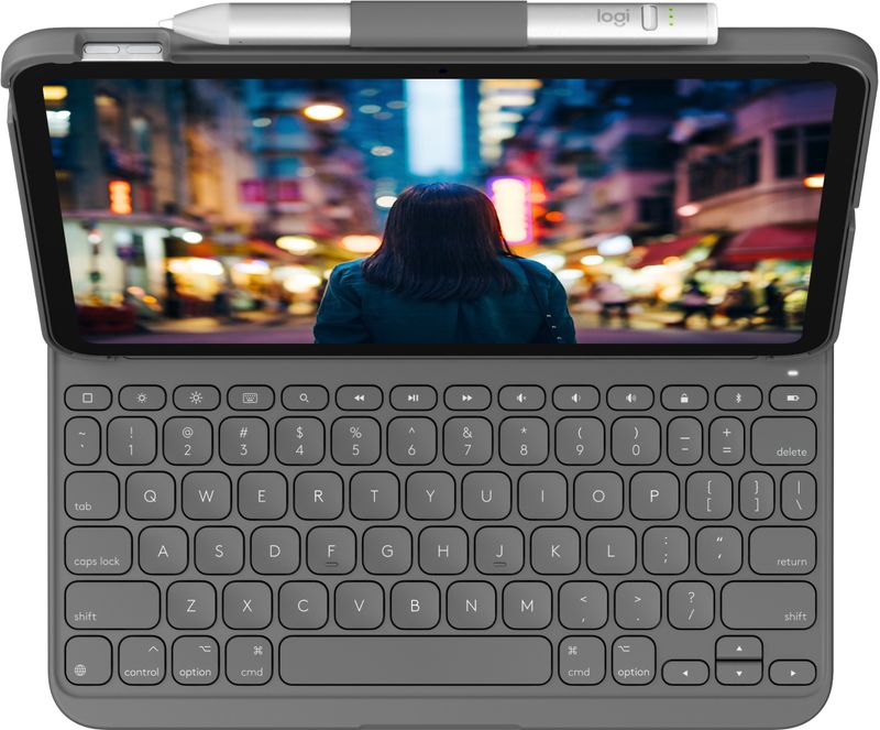 Logitech-Slim-Folio-Grigio-Bluetooth-QWERTY-Inglese-UK--Slim-Folio-For-iPad-10th-Gen----Versione-UK